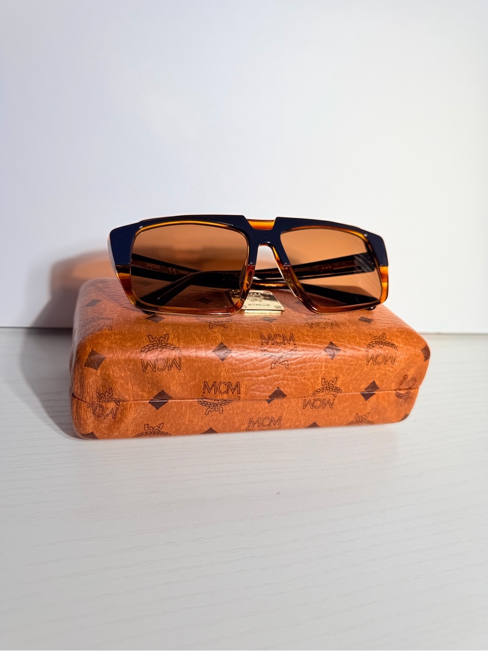 MCM Rectangular Sunglasses in Tortoiseshell and Amber